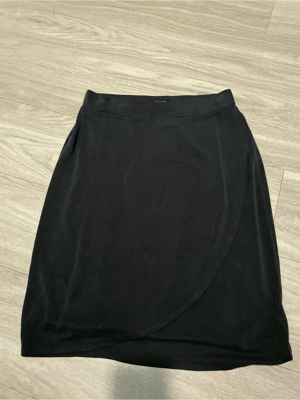 Ann Taylor Black A-Line Wrap-Style Skirt
